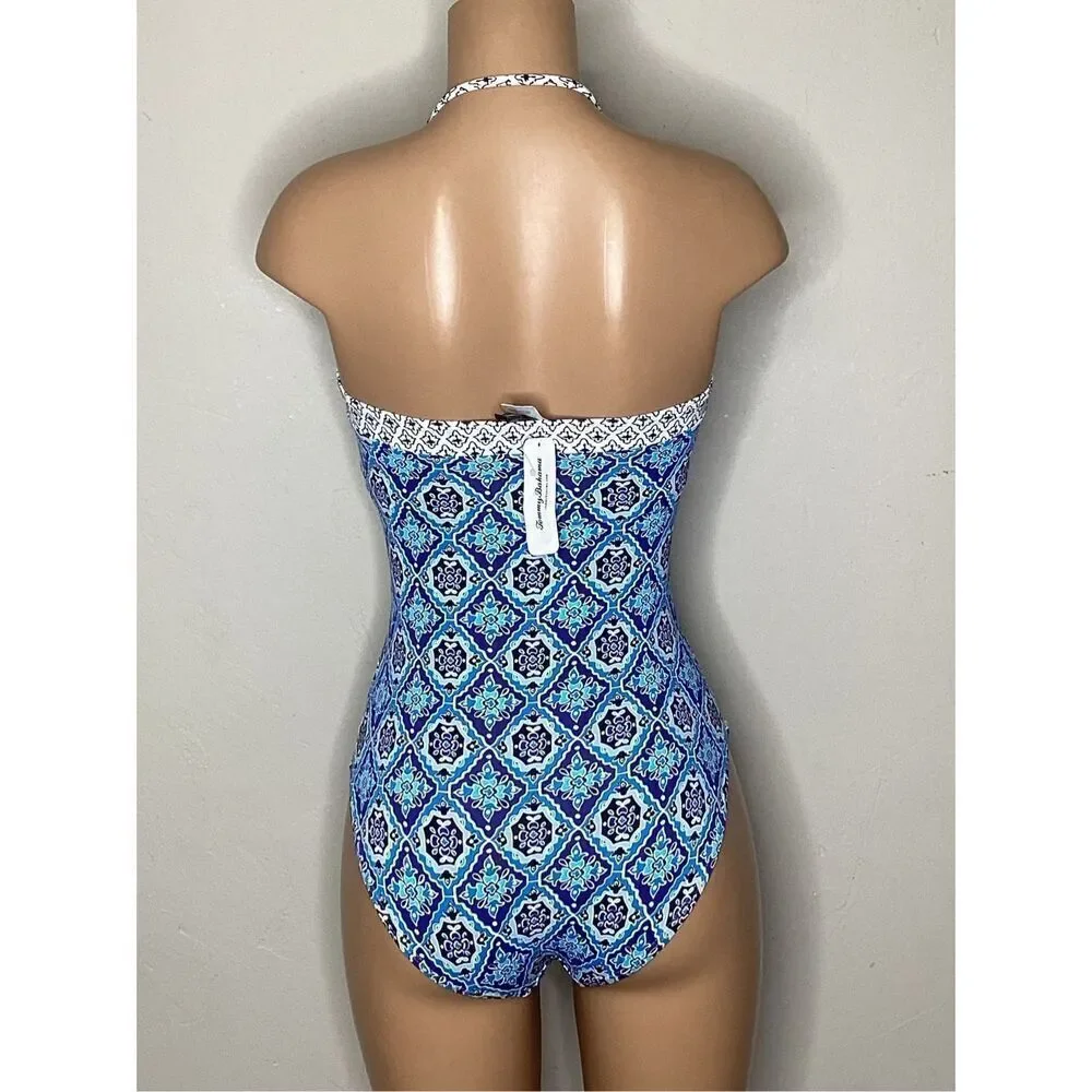 New. Tommy Bahama V-Wire blue tile swimsuit. Size 4. Retails $148